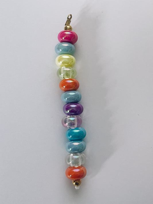 Large Beaded Bag Charm - Rainbow