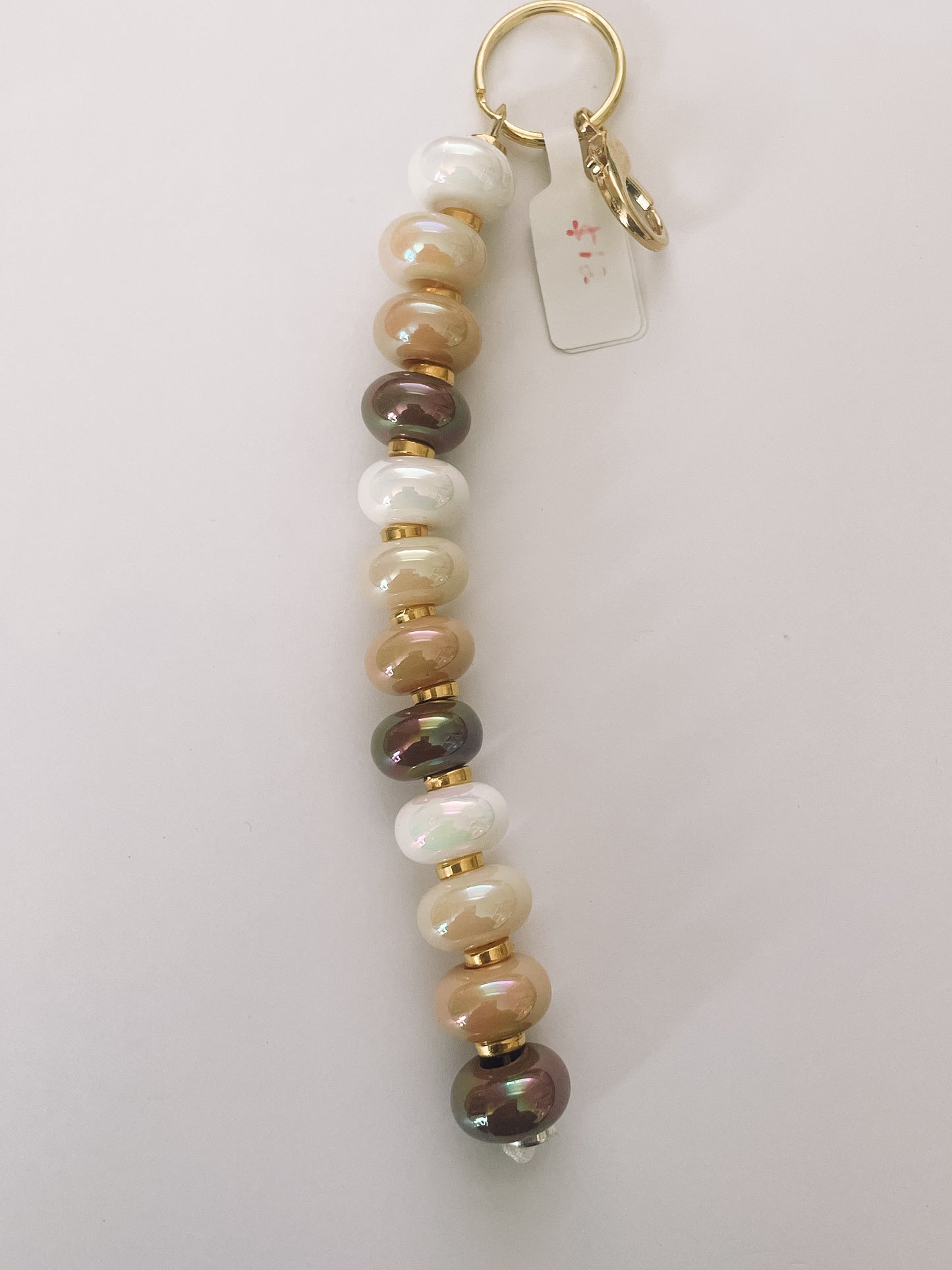 Neutral Beaded Bag Charm