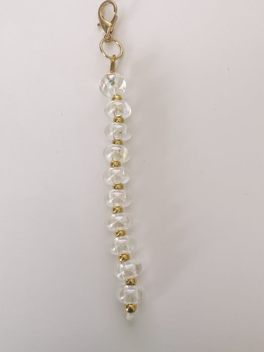 Clear Beaded Bag Charm
